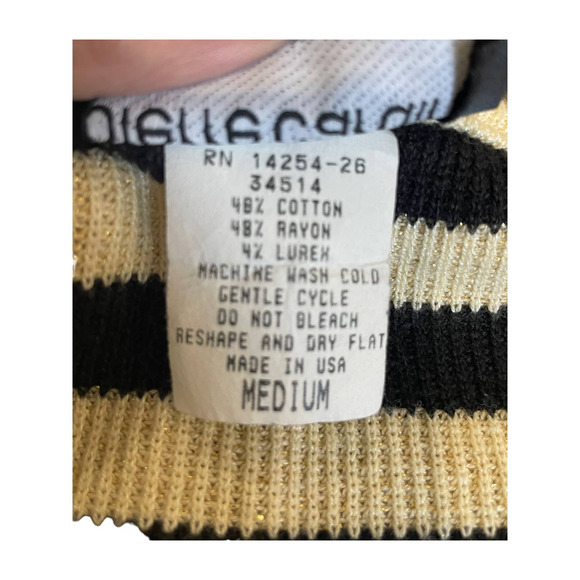 Pierre Cardin Vintage Black‎ and Metallic Gold Scoop Neck Sweater Women's Medium - Picture 7 of 8